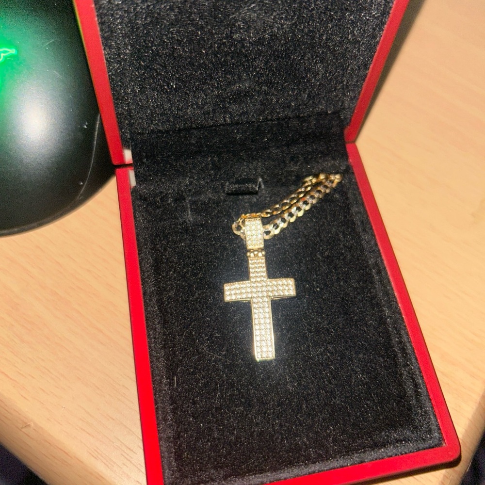 Gold Cross Pendant Necklace Jewelry Accessory